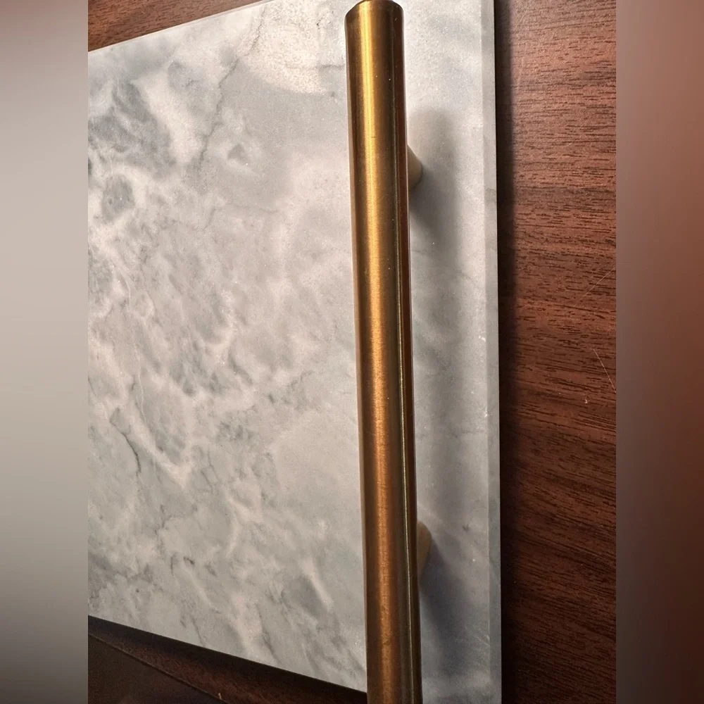 Elegant Faux Marble Bath Tray with Gold Handles NWOT